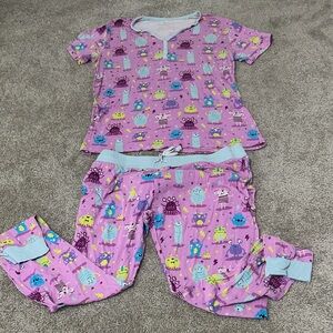Little Sleepies Monster Pajama Set - Purple and Blue